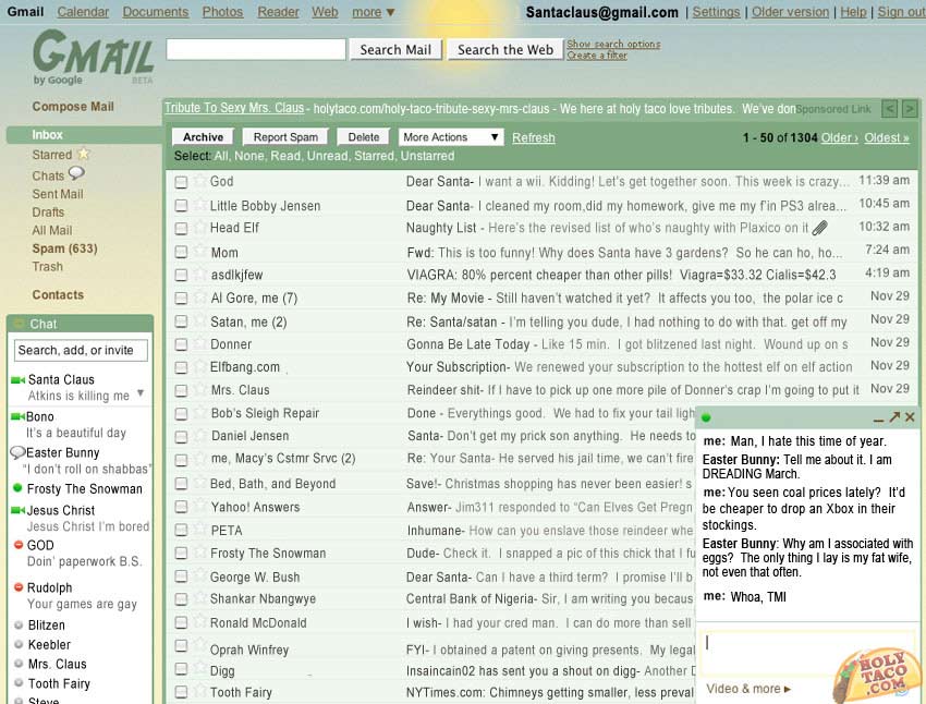 Santa Claus's Gmail account Hacked for the world to see.