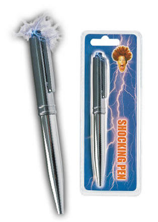 Electric shock pen;"Oh, you need to borrow a pen?"