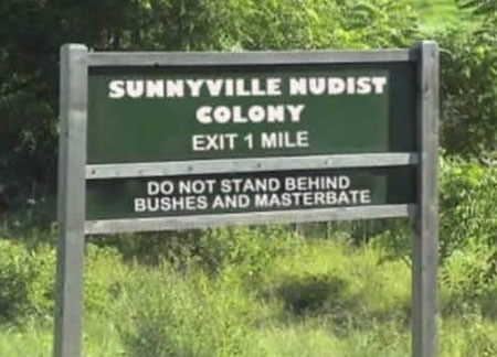 Nudists don't like sticky bushes...
