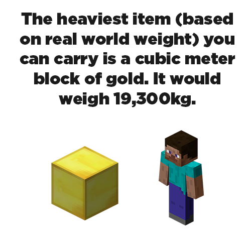strong steve can - The heaviest item based on real world weight you can carry is a cubic meter block of gold. It would weigh g.