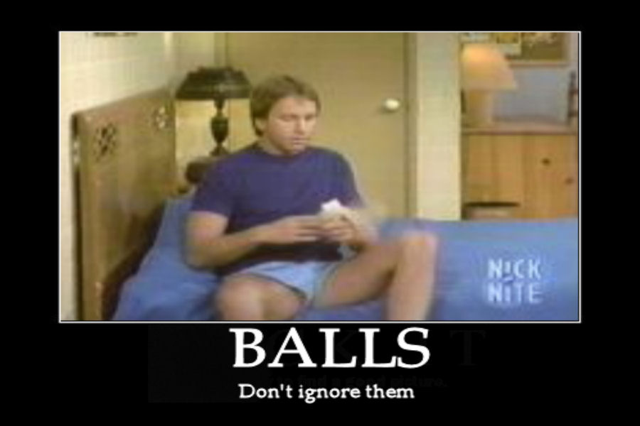 a demotivational message about balls