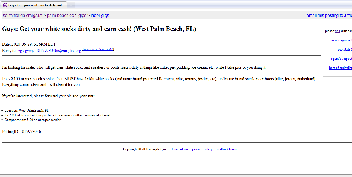 Crazy ad I found when I was browsing Craigslist the other day!