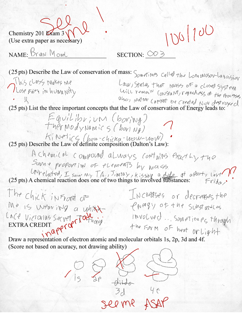 This kid manages to ace his test and add on some great comments at the same time.