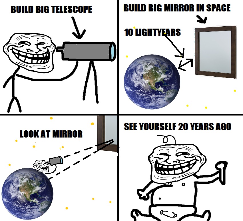 troll face - Build Big Telescope Build Big Mirror In Space 10 Lightyears See Yourself 20 Years Ago Look At Mirror