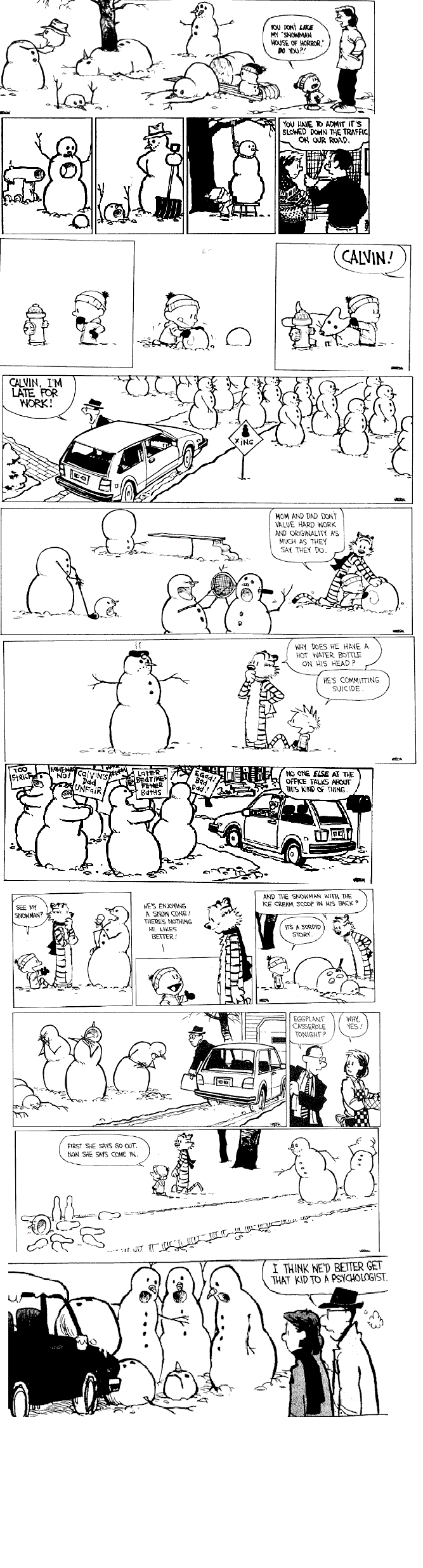 Calvin and Hobbes Snowman House of Horror