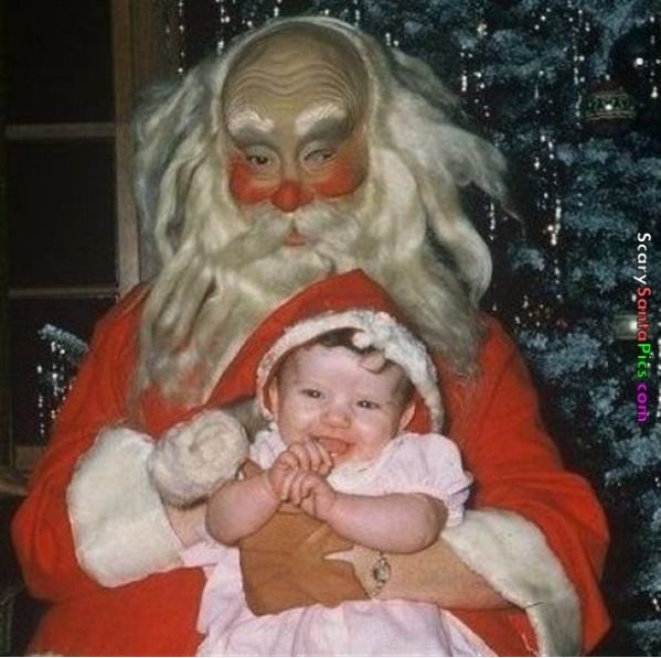 Glad this child didn't look up because she would have not been smiling! can we say crazy killer Santa