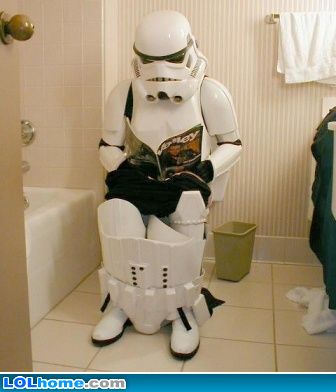 A Storm Trooper on the toilet