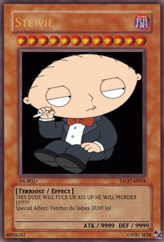 This would be Stewie Griffin's Yu-Gi-Oh card