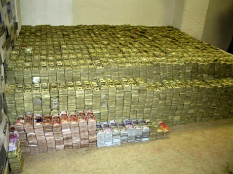 From a drug bust in Mexico City, 205 million dollars and about 300,000 pesos. 