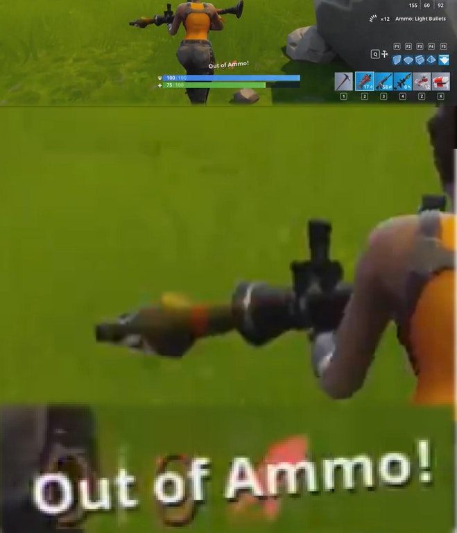 Game says out of ammo, but we can clearly see an RPG in that launger