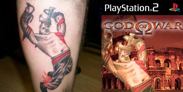 God Of War Tattoo on someone's arm.
