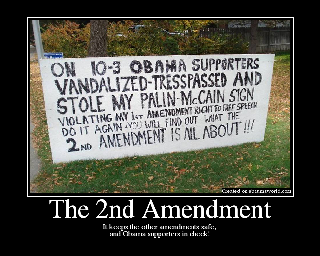 It keeps the other amendments safe,
and Obama supporters in check!