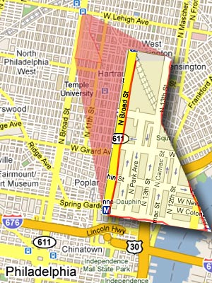16. Philadelphia, Pa. Neighborhood: Broad St./Dauphin St. Found Within ZIP Code(s): 19132, 19133 Predicted Annual Violent Crimes: 199 Violent Crime Rate (per 1,000): 117.13 My Chances of Becoming a Victim Here (in one year): 1 in 9
