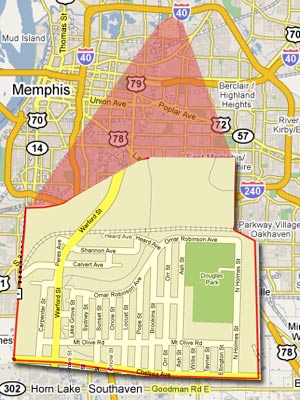 7. Memphis, Tenn. Neighborhood: Warford St./Mount Olive Rd. Found Within ZIP Code(s): 38108 Predicted Annual Violent Crimes: 272 Violent Crime Rate (per 1,000): 135.93 My Chances of Becoming a Victim Here (in one year): 1 in 7