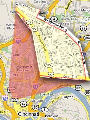 1. Cincinnati, Ohio Neighborhood: Central Pky./Liberty St. Found Within ZIP Code(s): 45210, 45214 Predicted Annual Violent Crimes: 457 Violent Crime Rate (per 1,000): 266.94 My Chances of Becoming a Victim Here (in one year): 1 in 4