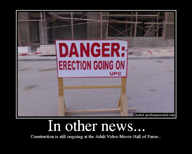 Construction is still ongoing at the Adult Video Movie Hall of Fame...