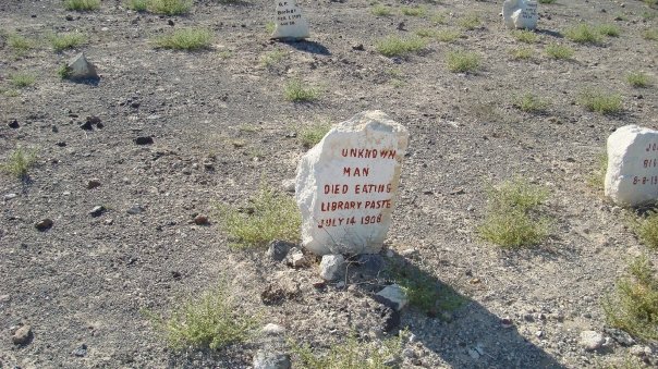 This is an actual tombstone in the Goldfield, NV Cemetary.
