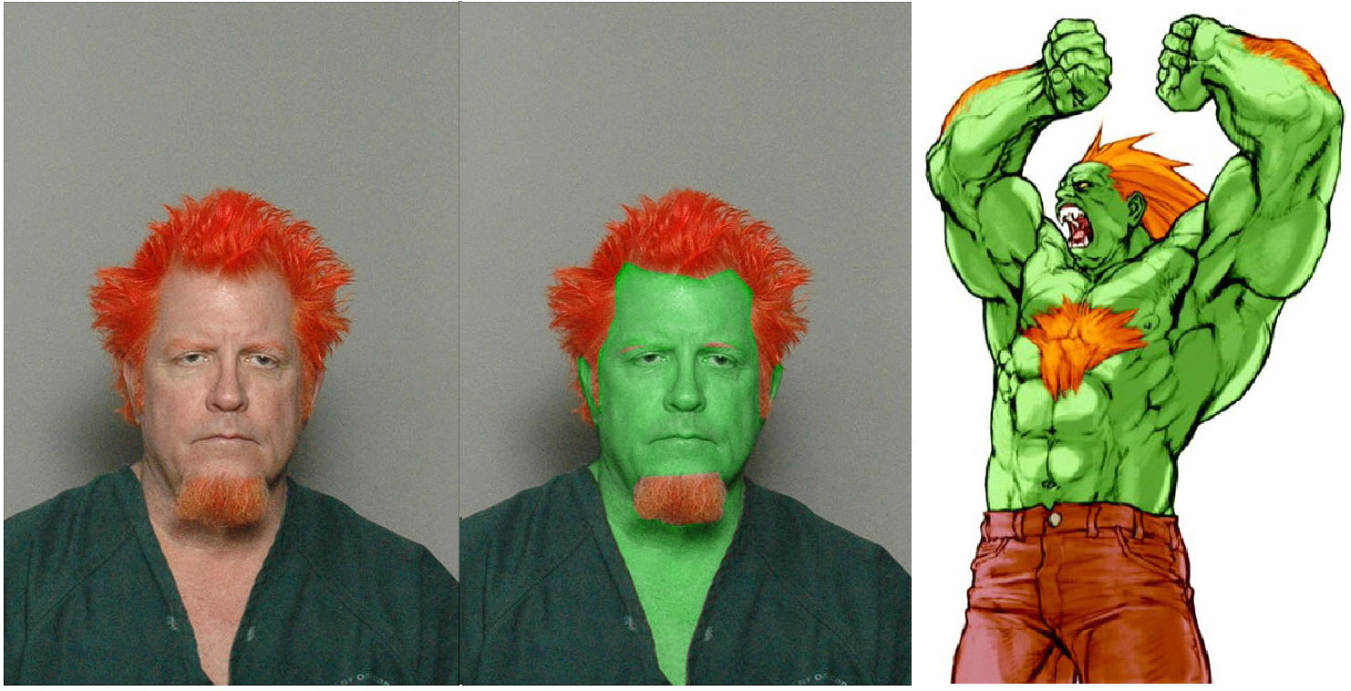 Can you see the resemblence to Blanka from Street Fighter? This guy's pic was on one of the "worst mugshots" ? galleries. 