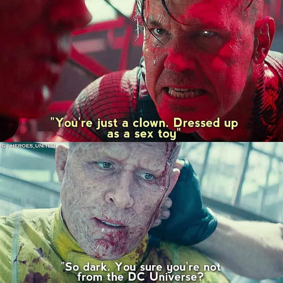 so dark you must be from the dc universe - "You're just a clown. Dressed up as a sex toy" Ig I Heroes United "So dark. You sure you're not from the Dc Universe?