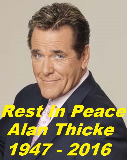 Canadian born actor Alan Thicke has died of an apparent heart attack. He was best known for his role as the dad Dr Jason Seaver on the ABC sitcom Growing Pains. He was 69 years old