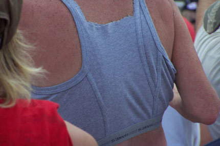 You make your own Halter Top, From your ol mans underwear,              all you have to do is cut out the brown spot.