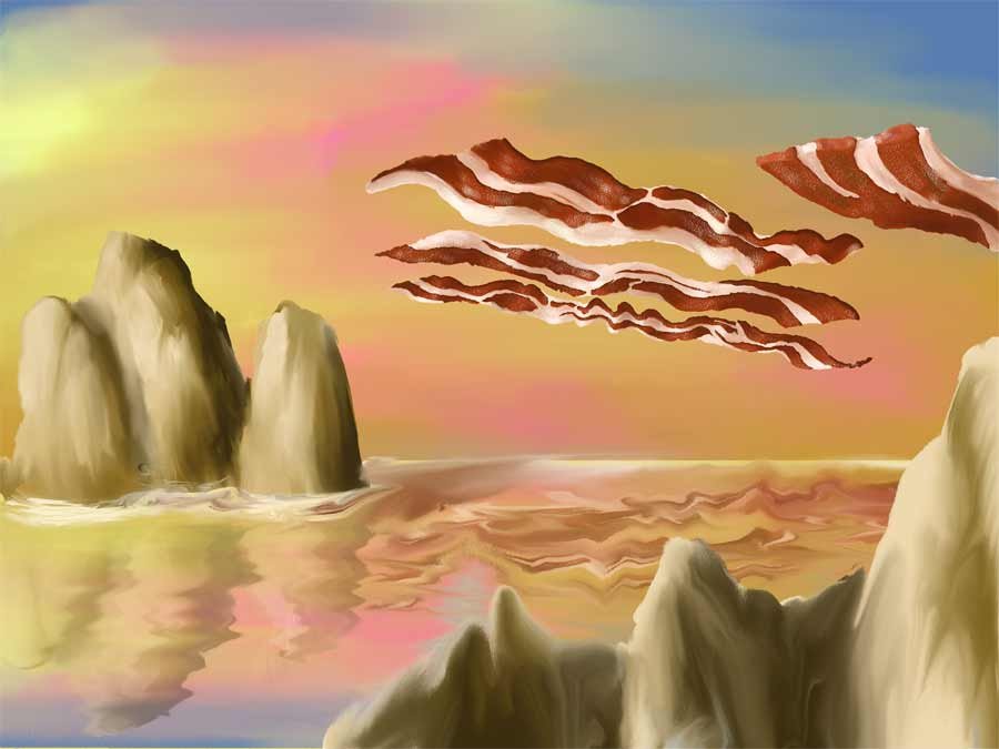 bacon is so magical, its har dto believ it comes from pigs. hey i guess pigs are flying eh?