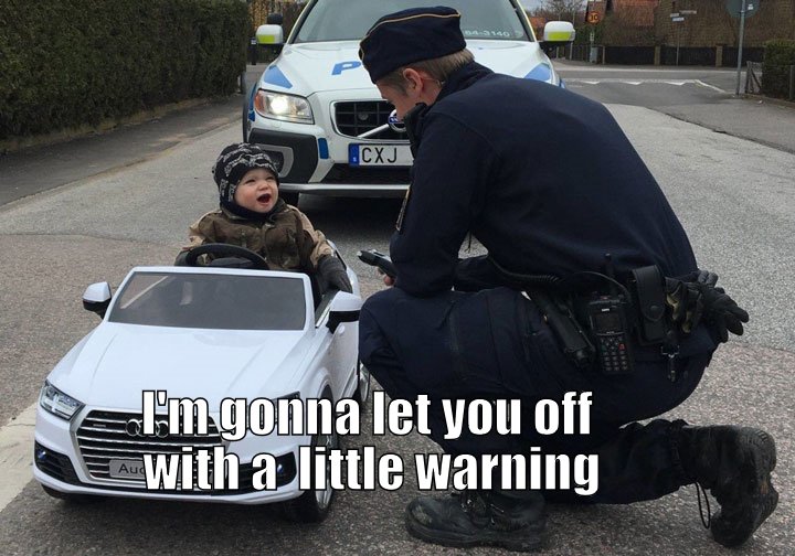 Cop warns driver he's too small