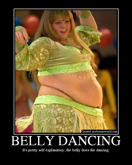 It's pretty self explanatory...the belly does the dancing.