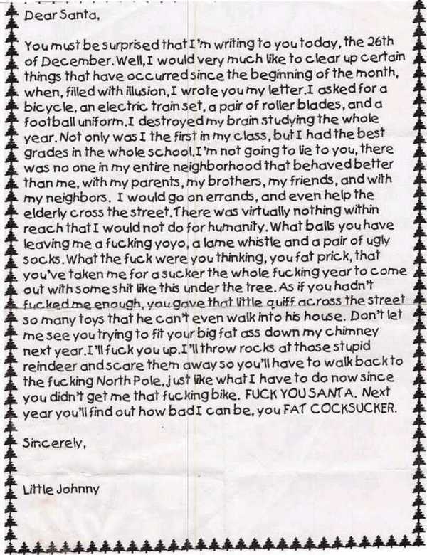 A LETTER FROM LITTLE JOHNNY