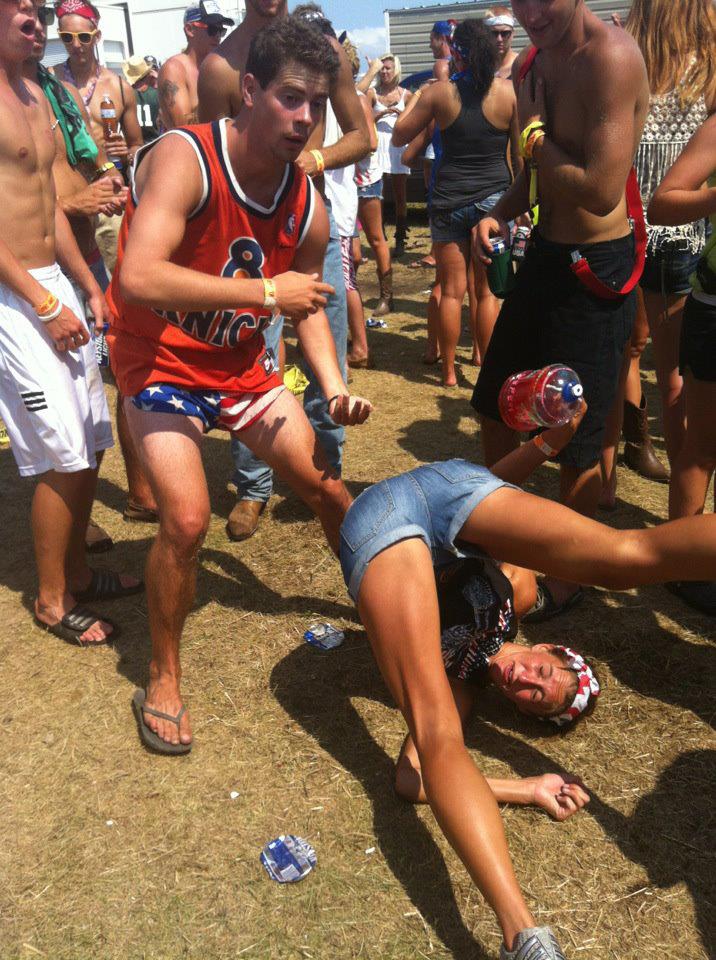 My buddy dropped this girl at a country music festival, Wefest this past summer. Great timing, hilarious picture.