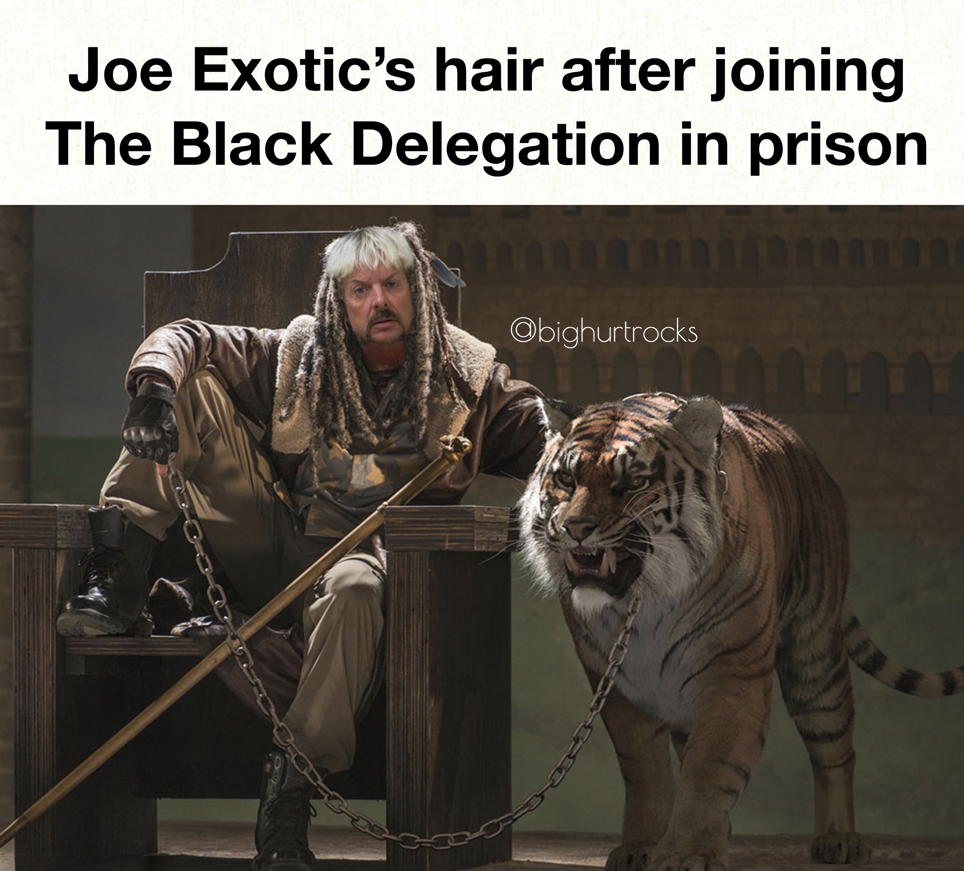 king ezekiel walking dead - Joe Exotic's hair after joining The Black Delegation in prison Obighurtrocks