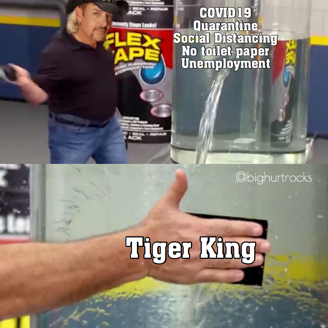 flex tape meme template - man Flex Covid 19 Quarantine Social Distancing No toilet paper Unemployment Ape Obighurtrocks Tiger King