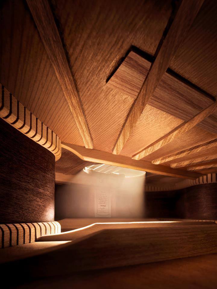 The inside of a guitar