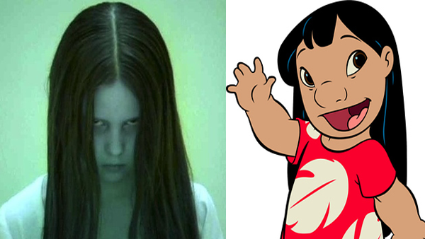 In 2002 Daveigh Chase would play both Lilo in DIsney's "Lilo and Stich" and  Samara Morgan in "The Ring