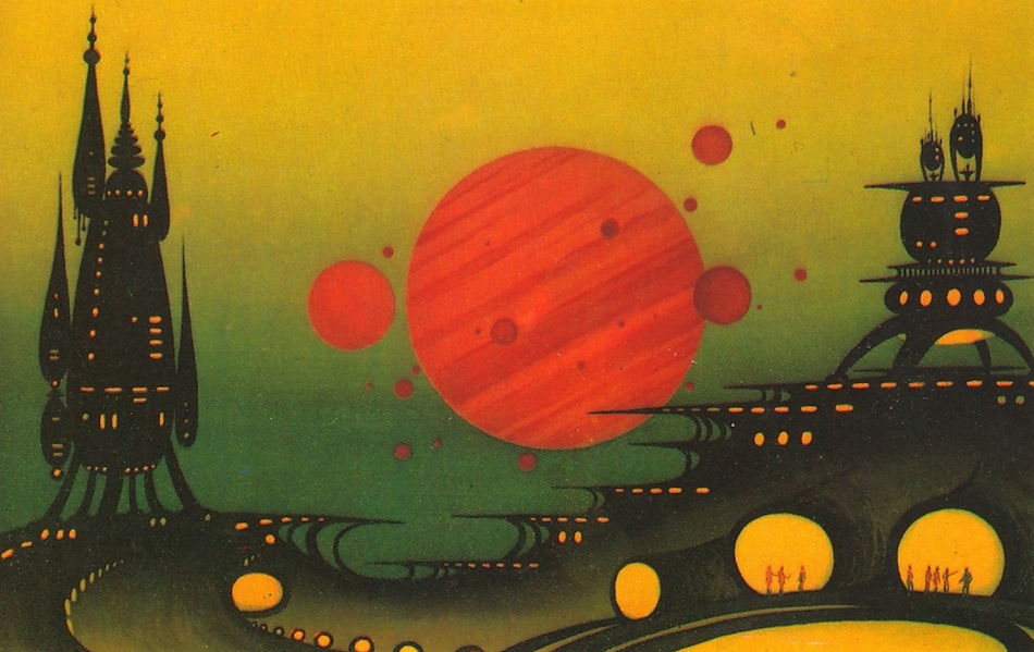 Bases on outer planets, imagined by Andrei Sokolov, mid-1960s