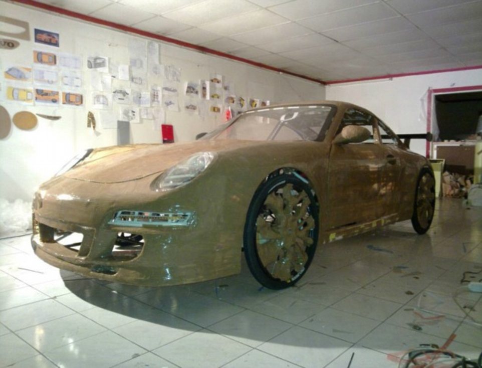 Man Builds Porsche Out Of Cardboard