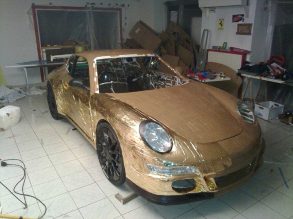 Man Builds Porsche Out Of Cardboard