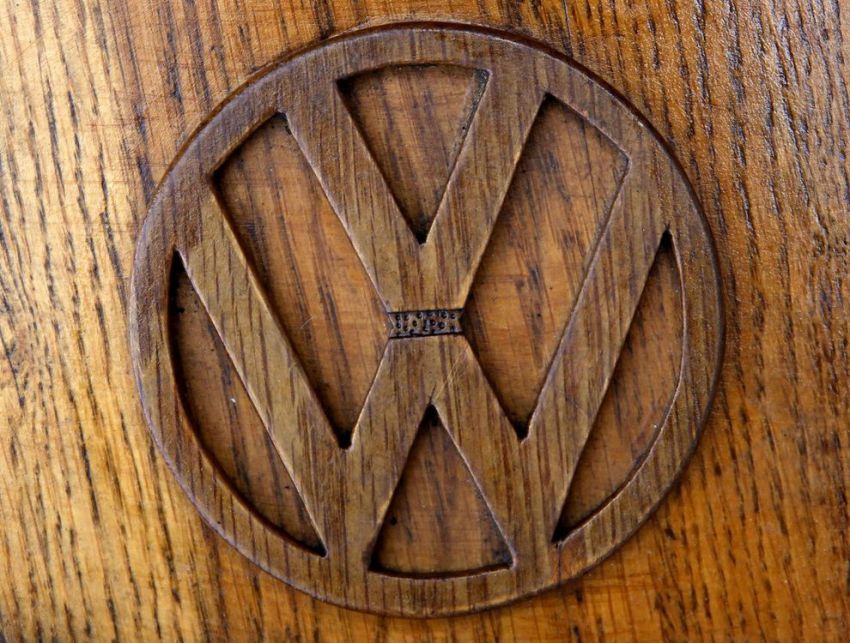 vw logo wood