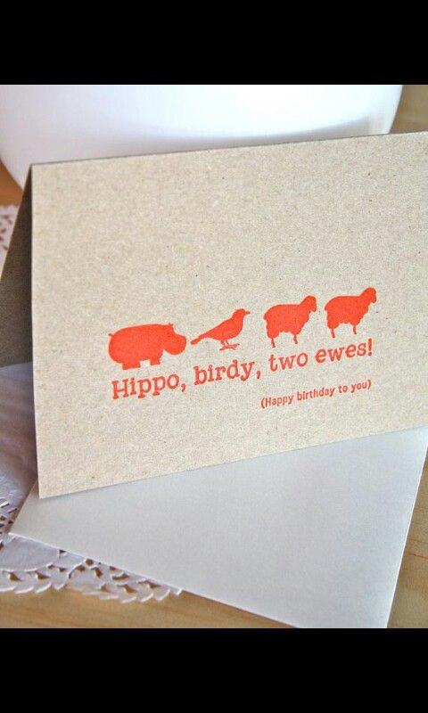 animal birthday puns - Hippo, birdy, two ewes! Happy birthday to you