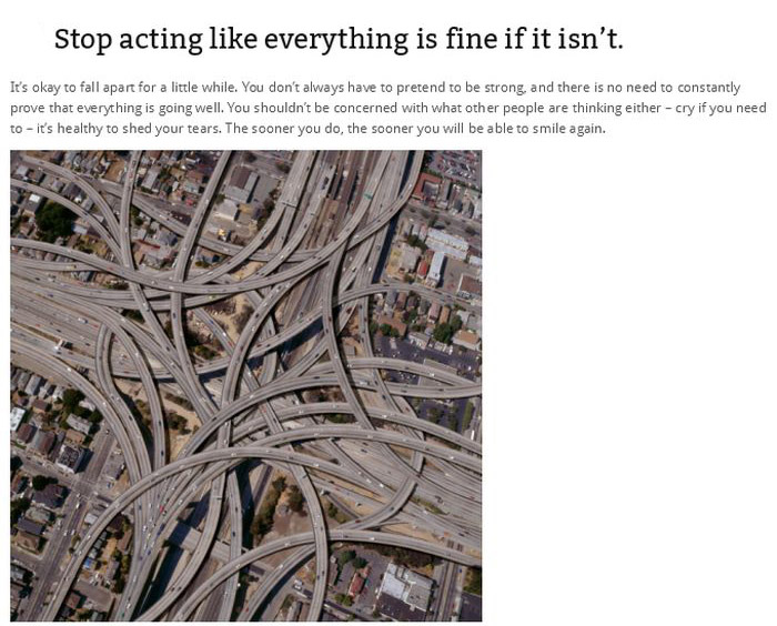 dfw mixmaster - Stop acting everything is fine if it isn't. It's okay to fall apart for a little while. You don't always have to pretend to be strong and there is no need to constantly prove that everything is going well. You shouldn't be concerned with w