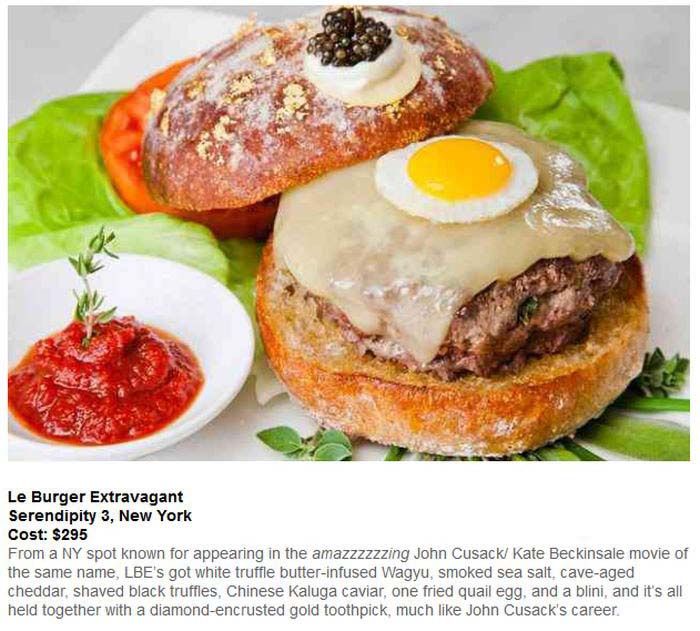 le burger extravagant - Le Burger Extravagant Serendipity 3, New York Cost $295 From a Ny spot known for appearing in the amazzzzzzing John Cusack Kate Beckinsale movie of the same name, Lbe's got white truffle butterinfused Wagyu, smoked sea salt, caveag