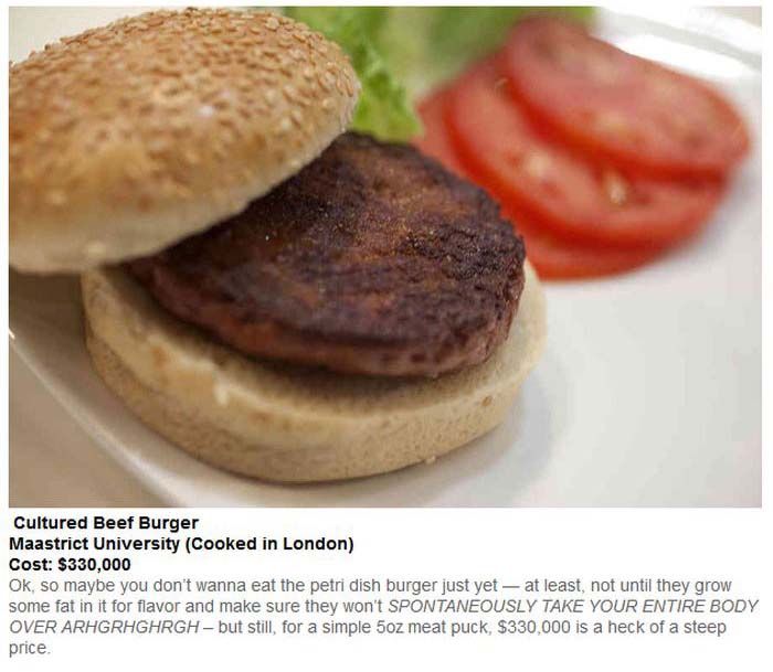 lab grown burger - Cultured Beef Burger Maastrict University Cooked in London Cost $330,000 Ok, so maybe you don't wanna eat the petri dish burger just yet at least, not until they grow some fat in it for flavor and make sure they won't Spontaneously Take