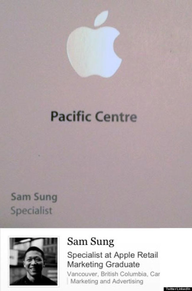 sam sung apple - Pacific Centre Sam Sung Specialist Sam Sung Specialist at Apple Retail Marketing Graduate Vancouver, British Columbia, Car Marketing and Advertising Twitter LinkedIn
