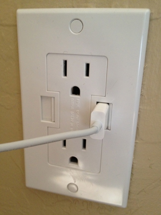 Wall outlets with USB chargers.