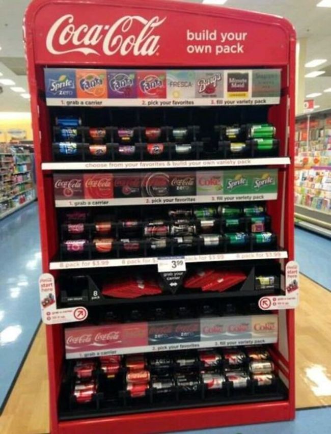 Supermarkets with build your own 12-packs of soda.