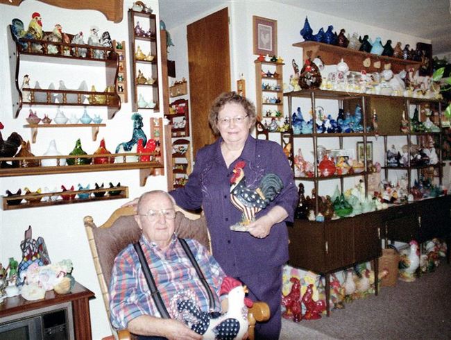 Chicken-Related Items - If you thought that was a lot of bird items, meet Cecil and Joann Dixon who have a collection of 6,505 chicken-related items.