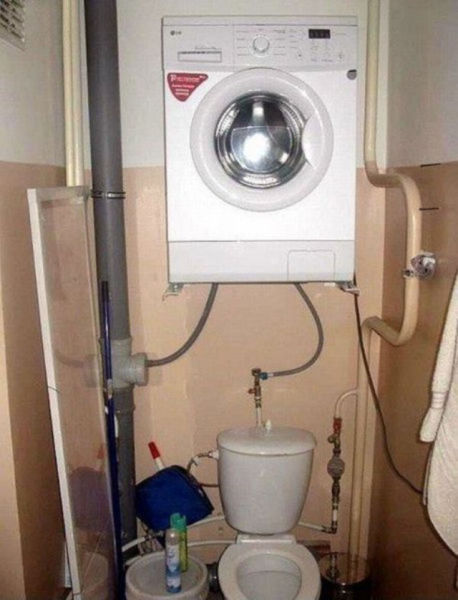 washing machine above toilet -