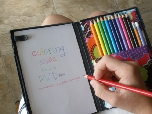 Turn an old DVD case into a coloring case with just a few pencils and paper.