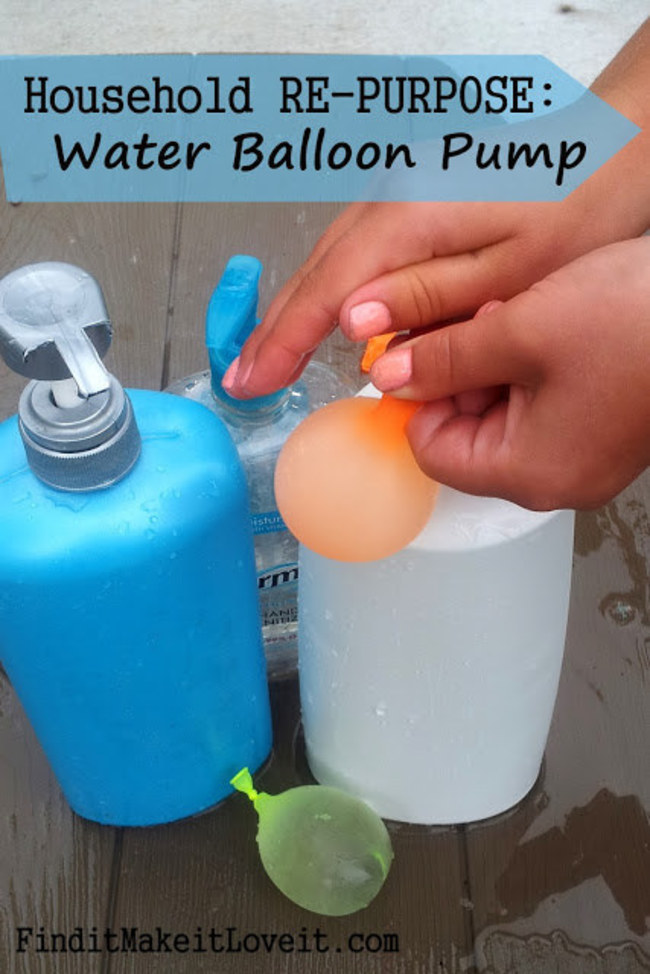 Use old hand sanitizer and lotion bottles for your children to easily fill water balloons.