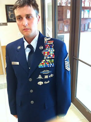 Pretty young for a Master Sergeant. Look at the chest candy on this guy!
